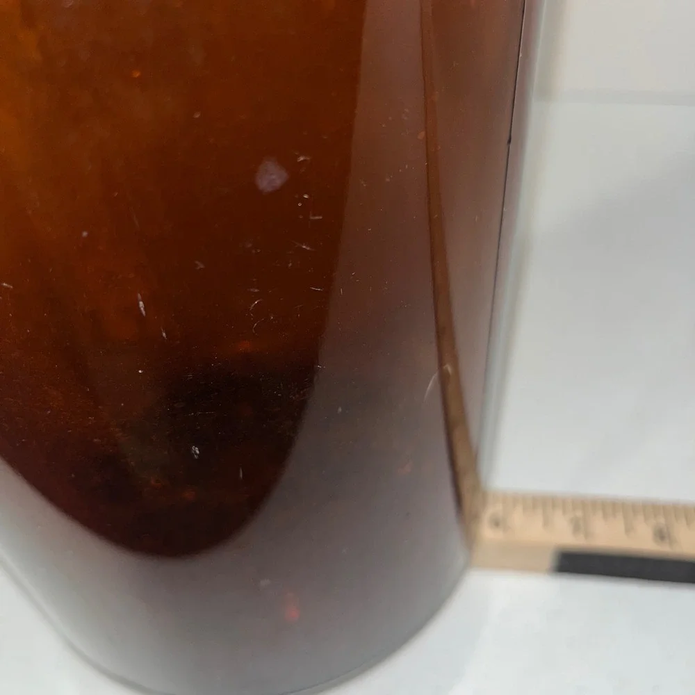 Vintage Amber Glass Bottle Apothecary Style Tall Storage Display Vase